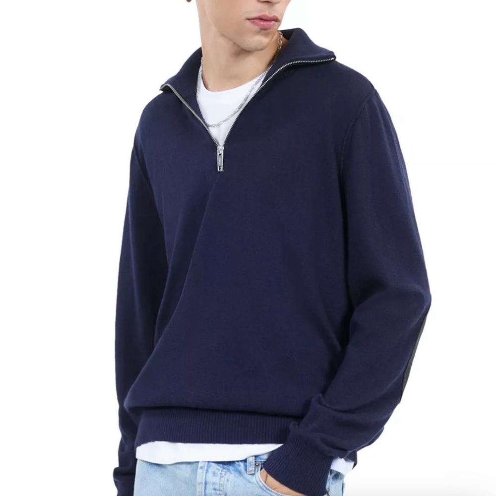 THE KOOPLES Wool Roll Neck Sweater with Lambskin (black) Leather Elbow Patches